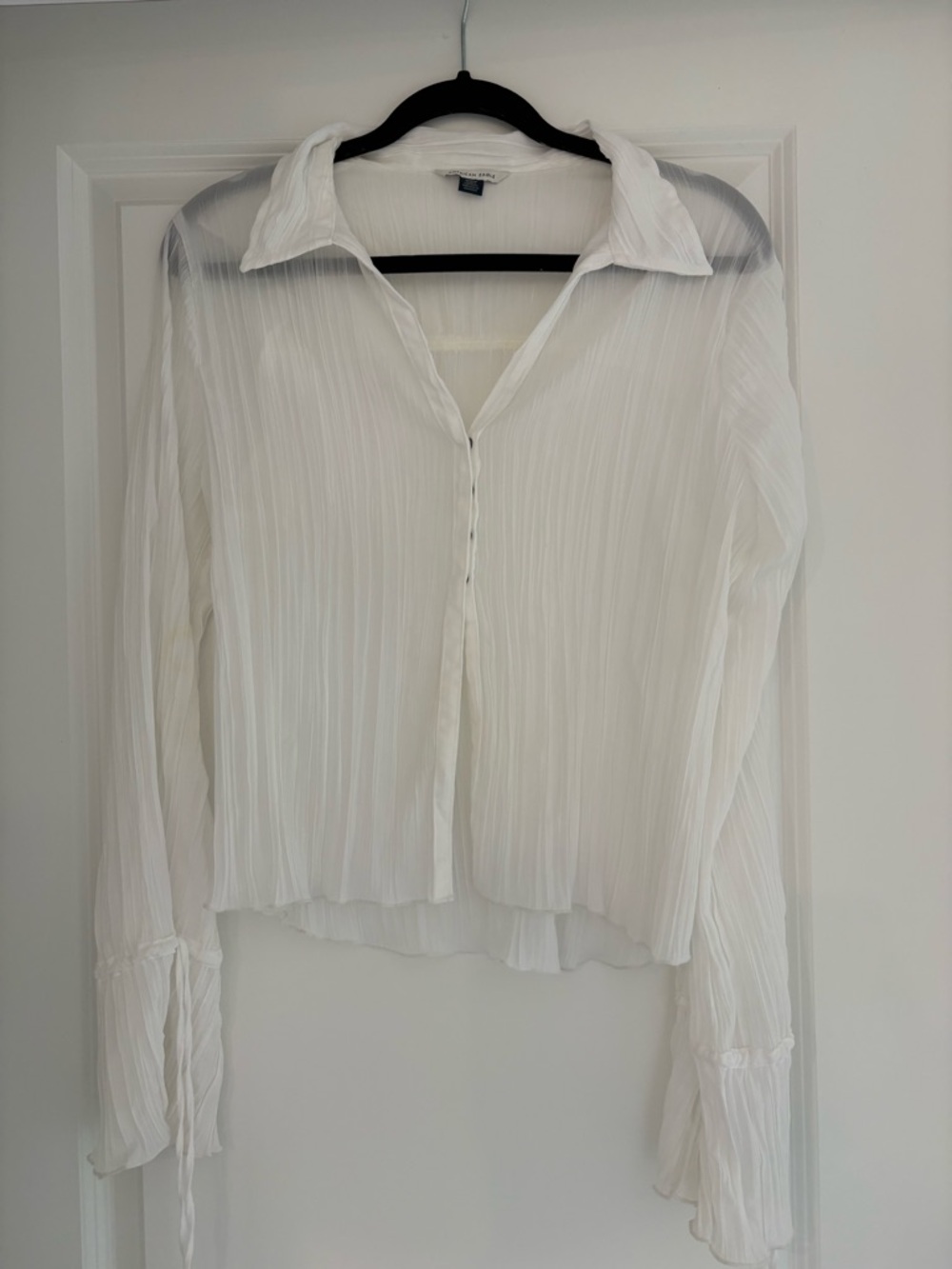 Sheer Button Up White Blouse